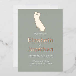 Carte de Californie Script Enregistrer La Date Ros