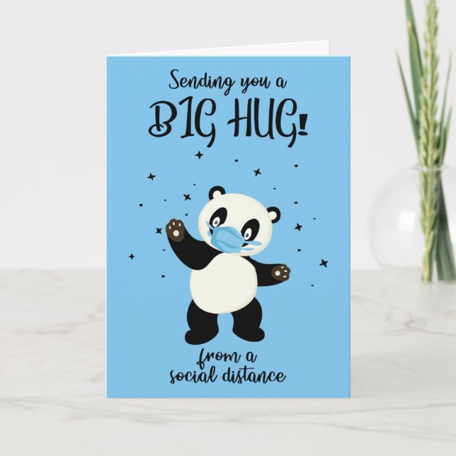 Carte de câlin de panda de distanciation sociale d (Devant)