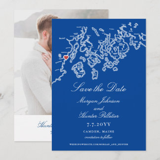 Carte de Camden Maine Élégante Mariage Navy