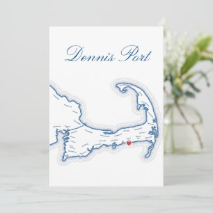 Carte de Cape Cod Dennis Port pour table de mariag
