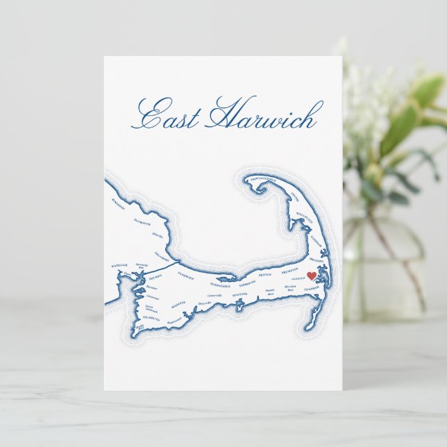 Carte de Cape Cod East Harwich pour nom de table d (Debout devant)