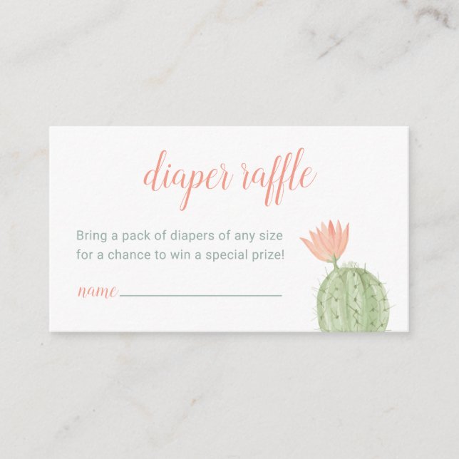 Carte de carafe de couches Cactus, Baby shower du  (Devant)