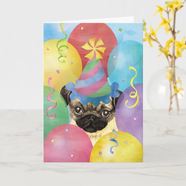 Carte de Carlin des ballons d'anniversaire (Fleur jaune)