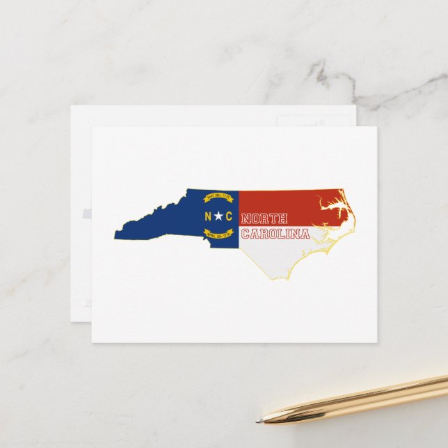 Carte de Caroline du Nord Formé Drapeau d'État Car (Devant/Arrière en situation)