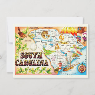 Carte de Caroline du Sud vintage Faire-part de dép