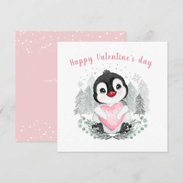 Carte de Carré de la 1ère Saint Valentin pour fill (Devant / Derrière)