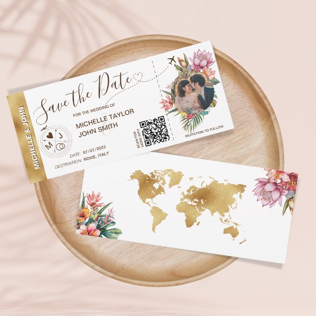 Carte de carte d'embarquement de photos florales t (Créateur téléchargé)