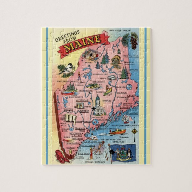 Carte de carte postale du Maine Puzzle (Vertical)