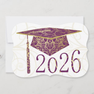 Carte de casquette florale violette et or 2026