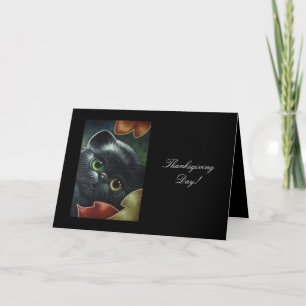 Carte de CAT NOIR de THANKSGIVING, enveloppe