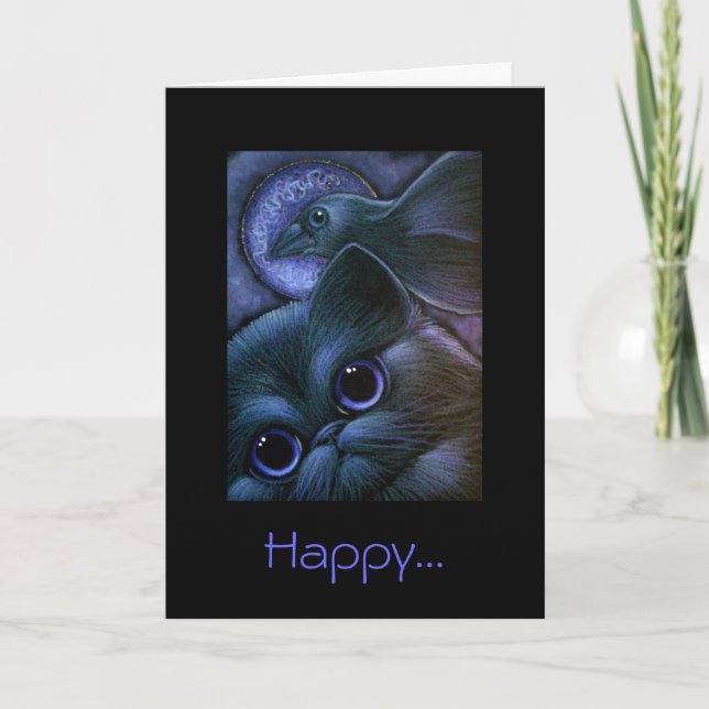 Carte de CAT NOIR et de RAVEN/CROW HALLOWEEN (Devant)