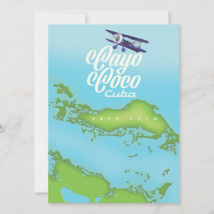 Carte de Cayo Coco Cuba de style vintage.