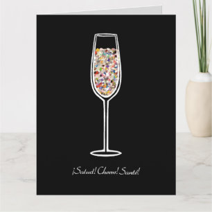 Carte de célébration avec verre de champagne et co
