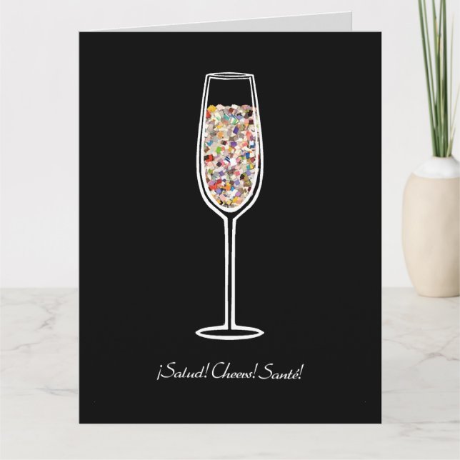 Carte de célébration de verre de champagne avec co (Devant)