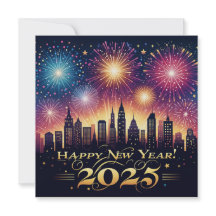Carte de célébration du Nouvel An 2025 avec feu d'