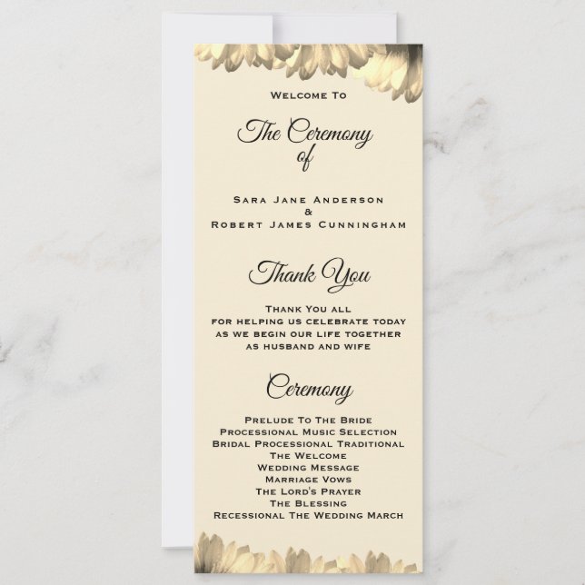 Carte de cérémonie Mariage de style pays (Devant)