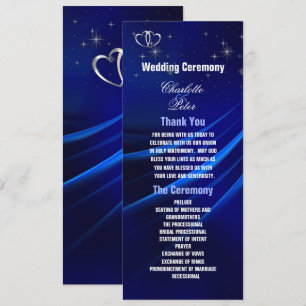 Carte de cérémonie Mariage Royal Blue Diamonds/Hea