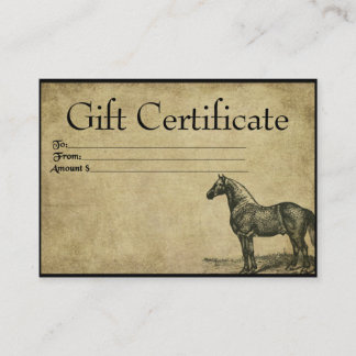 Carte De Certificat Cadeau Fière Et Vrai-Chevaux -