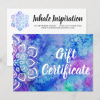 Carte de certificat cadeau Holistic de Mandala Wat