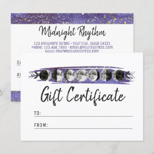 Carte de certificat-cadeau pour cycle lunaire Wate