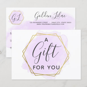 Carte de certificat-cadeau Purple Watercolor & Gol