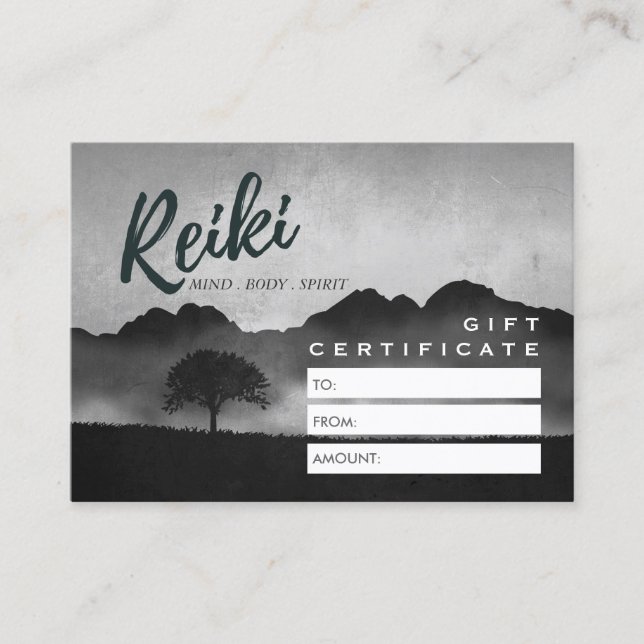 Carte de certificat-cadeau Reiki Master Yoga Instr (Devant)