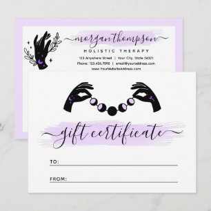 Carte de certificat cadeau Reiki pour lune mains m