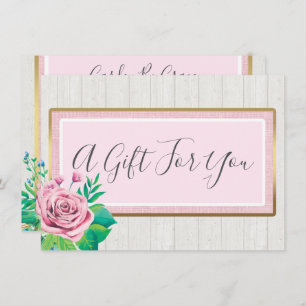 Carte de certificat-cadeau Rose Rustic Wood