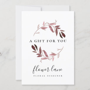 CARTE DE CERTIFICAT DE CADEAU ROSE PURPLE FAUNA