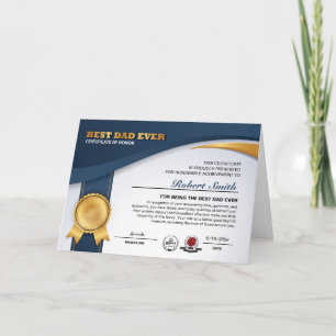 Carte de Certificat de Meilleur Papa Personnalisab