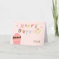 Carte de chaîne d'anniversaire de Cupcake