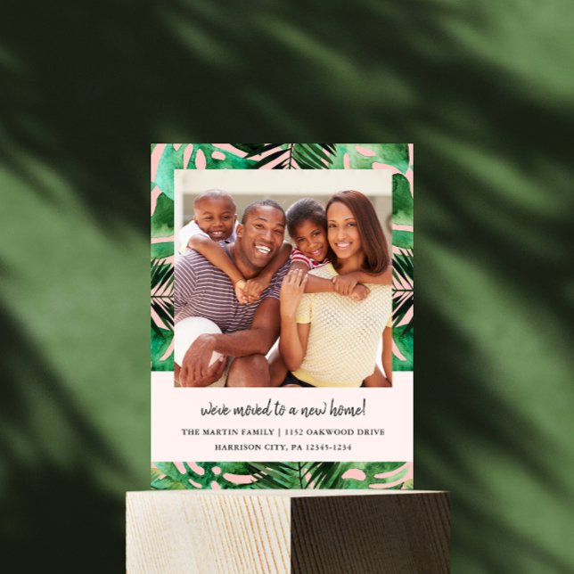 Carte de Changement d'Adresse Aquarelle Feuilles P (Créateur téléchargé)