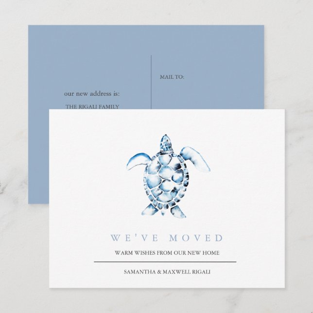 Carte de changement d'adresse de plage Blue Sea Tu (Devant / Derrière)