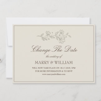 Carte de Changement de Date de Mariage Florale Min