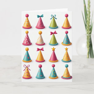 Carte de chapeaux d'anniversaire colorés