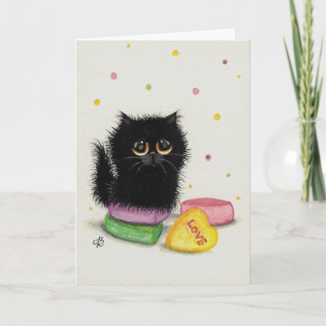 Carte de chat de jour pour les Valentines amoureus (Devant)