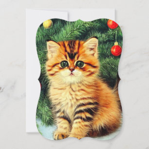 Carte de chat de Noël Vintage