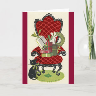 Carte de chat de Noël Vintage