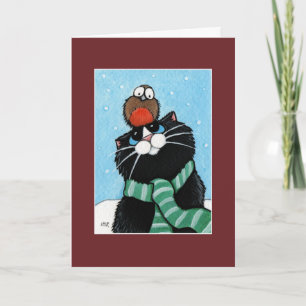 Carte de chat de smoking et de Noël de Robin