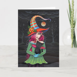 Carte de chat de sorcière de Halloween de "petites