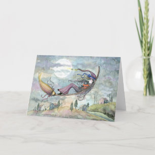 Carte de chat de sorcière de Halloween par