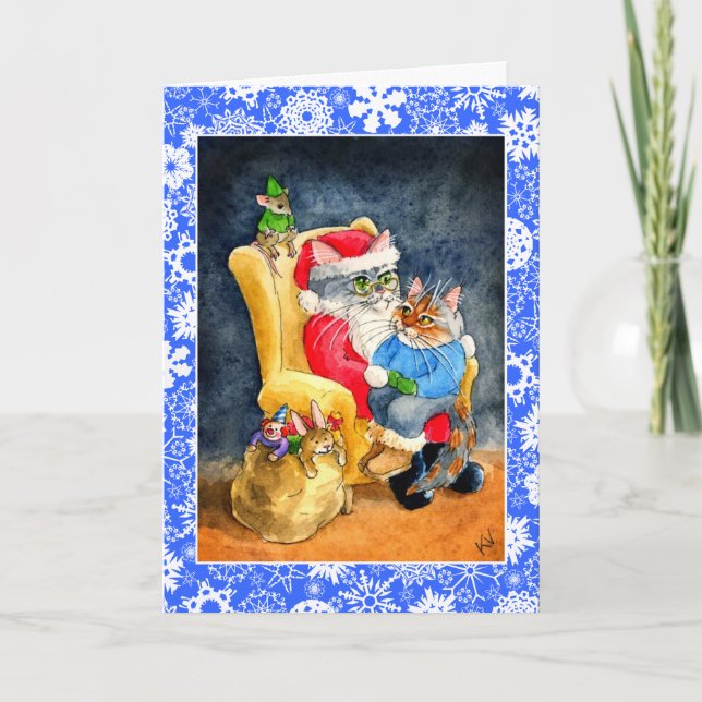 Carte de chat et de souris Noël ou de vacances (Devant)