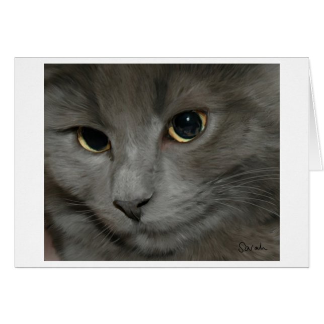 Carte de chat gris (Devant horizontal)
