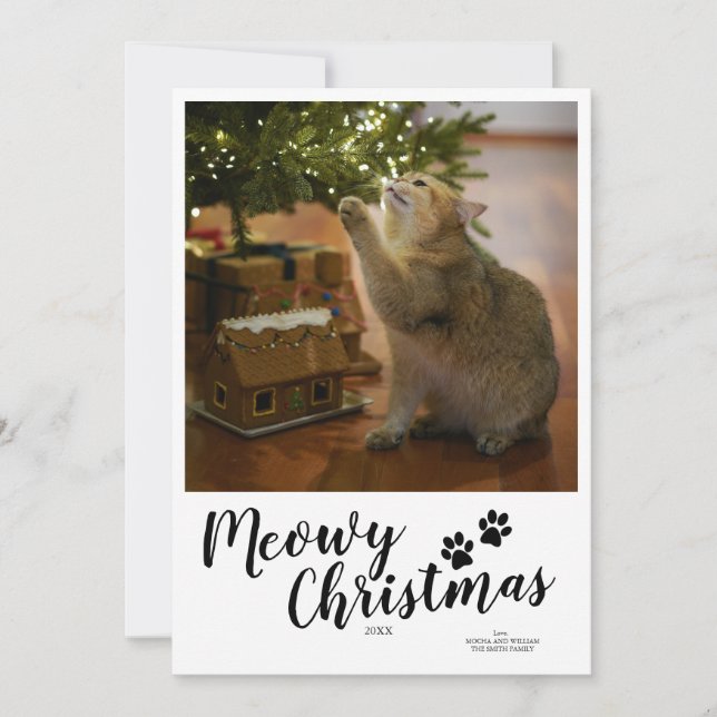 Carte de chat personnalisée pour le script de Noël (Devant)