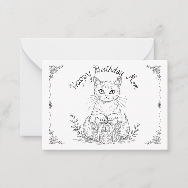 Carte de chat pour maman. (Devant)
