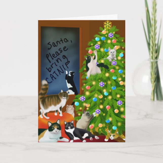 Carte de chats de Noël personnalisable (Devant)