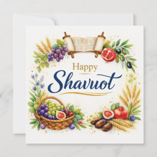 Carte de Chavouot, Aquarelle, Fruits, Rouleau de l