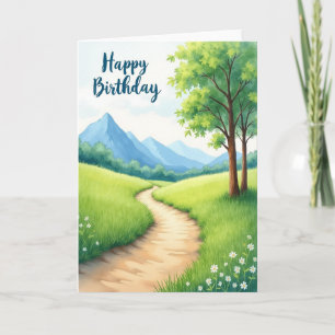 Carte de chemin d'aquarelle tranquille