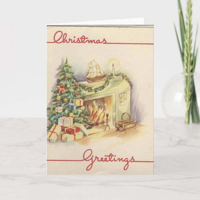 Carte de cheminée de Noël Vintage (Devant)