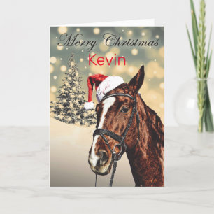 Carte de Cheval de Noël Festive Personnalisée
